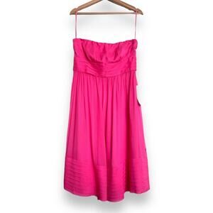 NWT J. Crew Hot Pink Silk Organza Strapless Formal Mini Dress Women's Size 12P